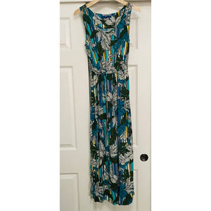 Apt. 9 Sleeveless Maxi Dress Striped Blue Green Floral